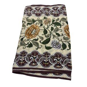 VTG 70s VERA Scarf Wrap Floral Tan Maroon 51x10” Silky Smooth‎ Lightweight READ